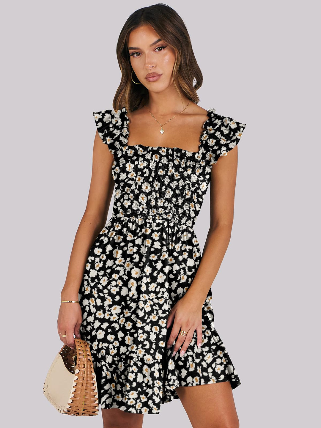 ANRABESS Boho Sleeveless Square Neck Beach Dress