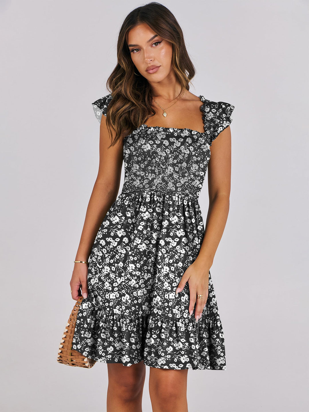 ANRABESS Boho Sleeveless Square Neck Beach Dress