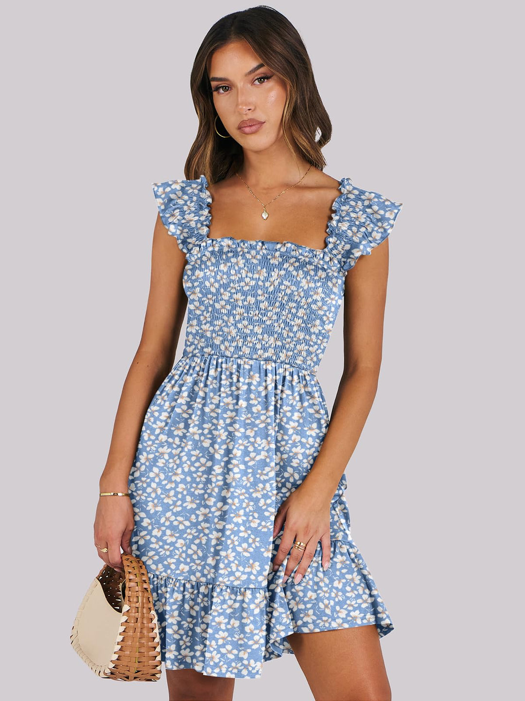 ANRABESS Boho Sleeveless Square Neck Beach Dress