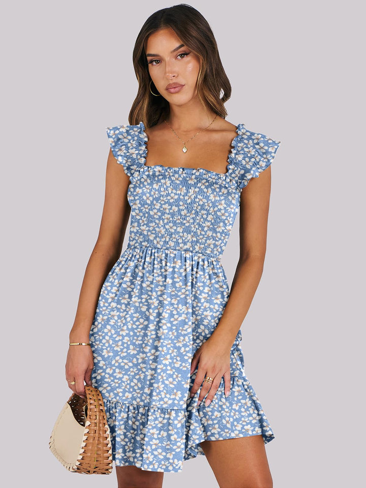 ANRABESS Boho Sleeveless Square Neck Beach Dress