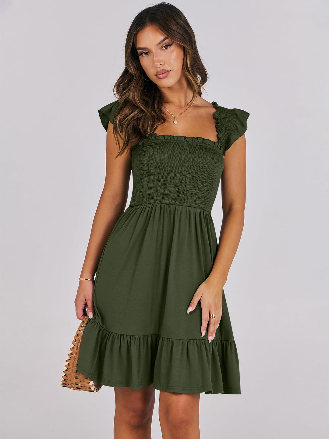 ANRABESS Boho Sleeveless Square Neck Beach Dress