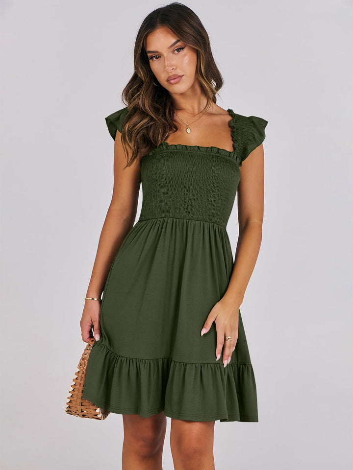ANRABESS Boho Sleeveless Square Neck Beach Dress