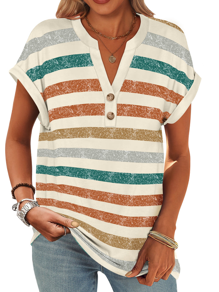 ANRABESS Womens Short Sleeve Henley Tops V Neck Dressy Casual Blouses Summer Trendy Tee Shirts 2026 Vacation Fashion Clothes