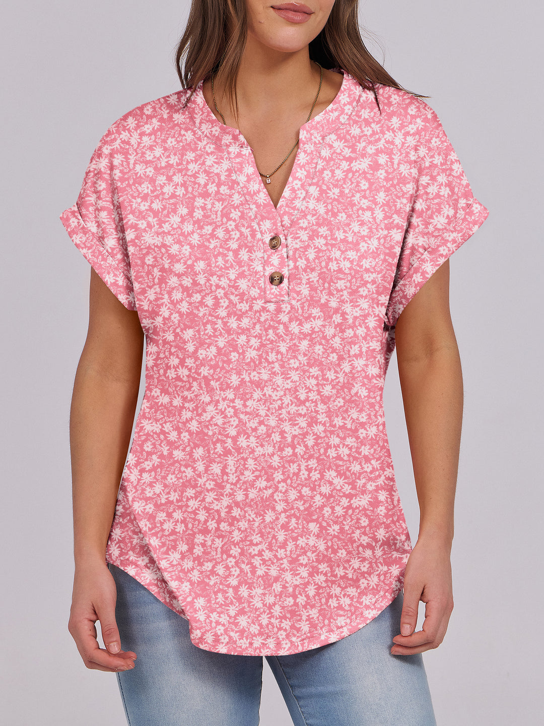 ANRABESS Womens Short Sleeve Henley Tops V Neck Dressy Casual Blouses Summer Trendy Tee Shirts 2026 Vacation Fashion Clothes