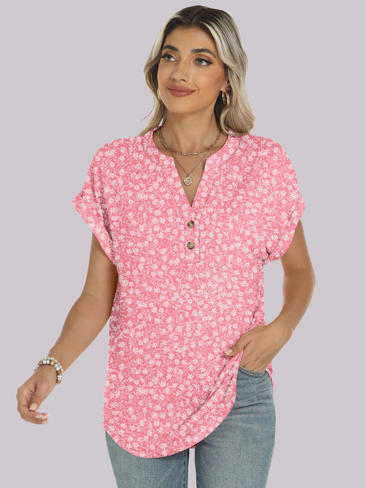 ANRABESS Womens Short Sleeve Henley Tops V Neck Dressy Casual Blouses Summer Trendy Tee Shirts 2026 Vacation Fashion Clothes