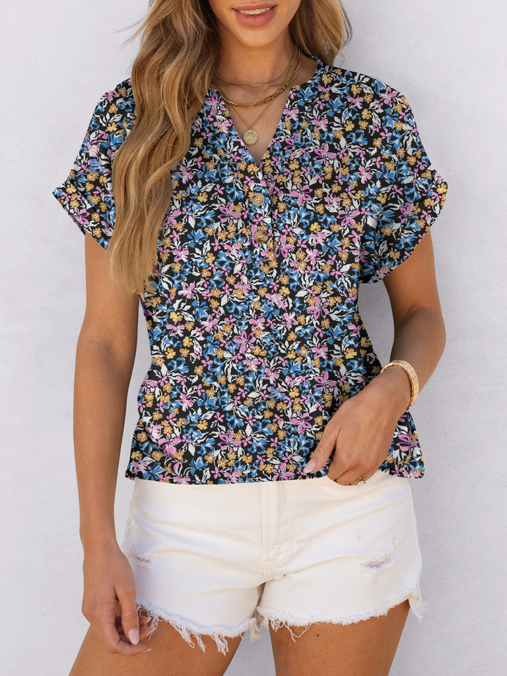 ANRABESS Womens Short Sleeve Henley Tops V Neck Dressy Casual Blouses Summer Trendy Tee Shirts 2026 Vacation Fashion Clothes