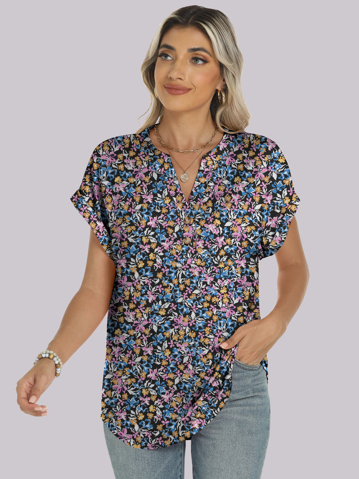 ANRABESS Womens Short Sleeve Henley Tops V Neck Dressy Casual Blouses Summer Trendy Tee Shirts 2026 Vacation Fashion Clothes