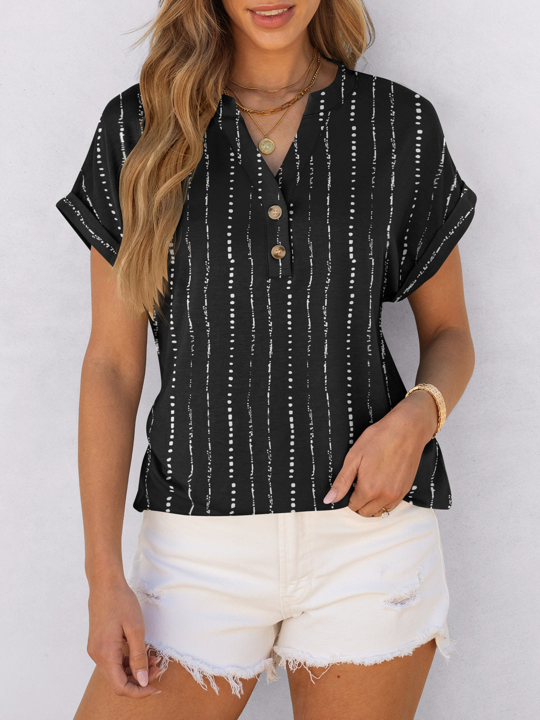 ANRABESS Womens Short Sleeve Henley Tops V Neck Dressy Casual Blouses Summer Trendy Tee Shirts 2026 Vacation Fashion Clothes