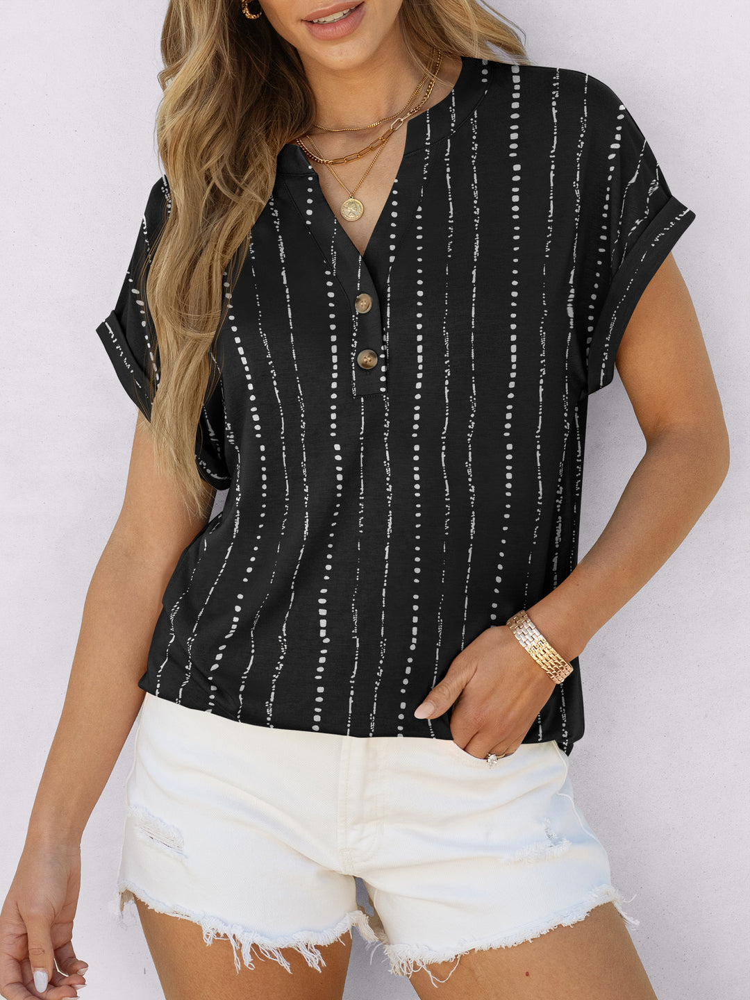 ANRABESS Womens Short Sleeve Henley Tops V Neck Dressy Casual Blouses Summer Trendy Tee Shirts 2026 Vacation Fashion Clothes