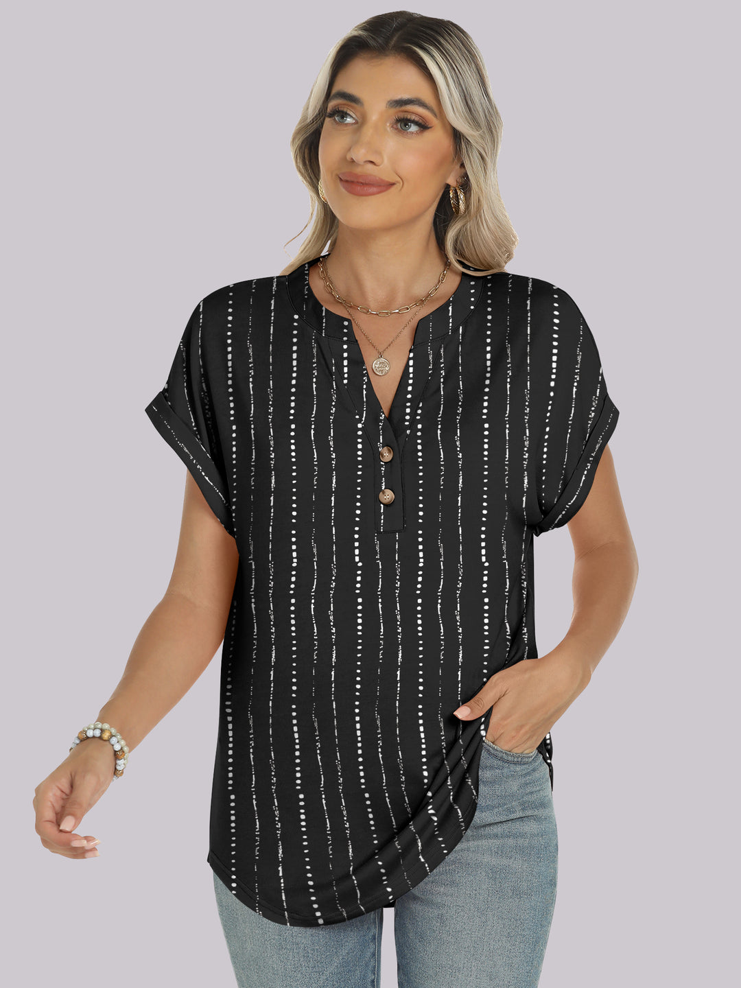 ANRABESS Womens Short Sleeve Henley Tops V Neck Dressy Casual Blouses Summer Trendy Tee Shirts 2026 Vacation Fashion Clothes