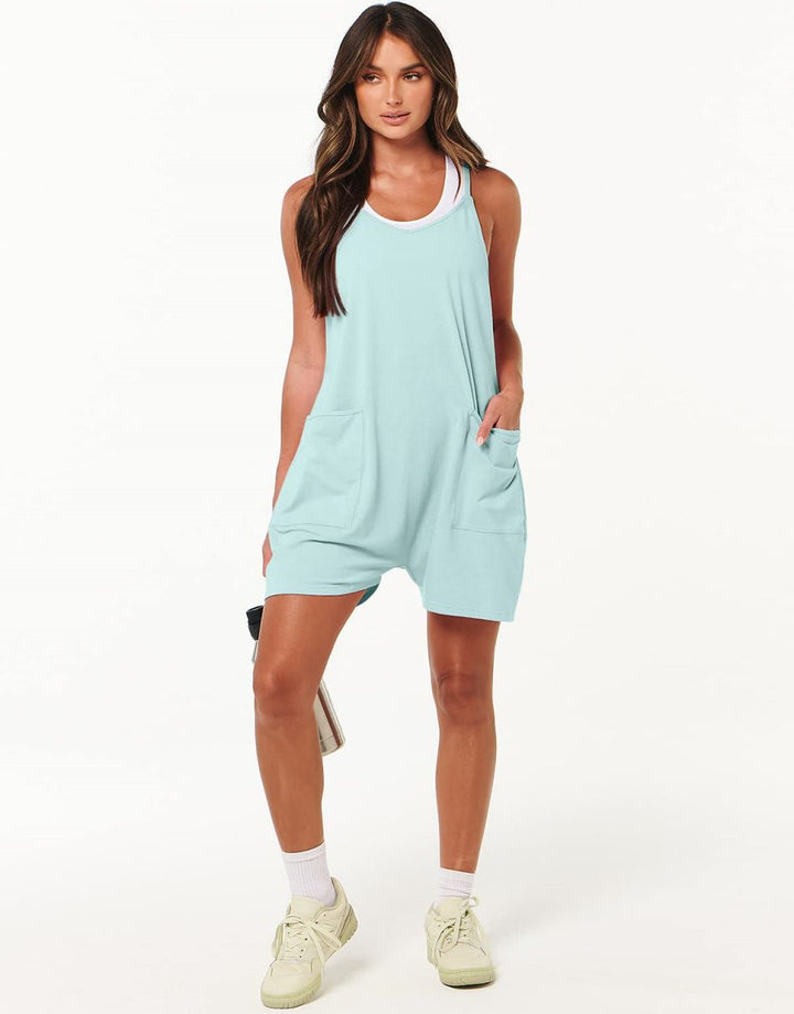 ANRABESS Summer Jumpsuits for Women 2026 Casual Adjustable Spaghetti Strap Rompers for Women Outfits Sleeveless Loose Shorts Overalls with Pockets