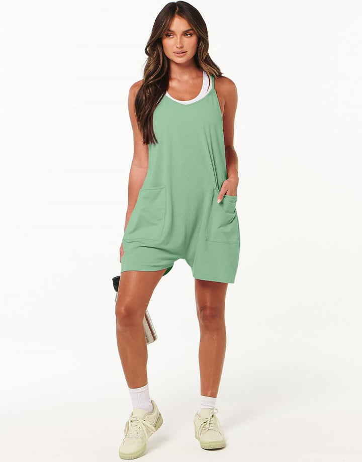 ANRABESS Summer Jumpsuits for Women 2026 Casual Adjustable Spaghetti Strap Rompers for Women Outfits Sleeveless Loose Shorts Overalls with Pockets