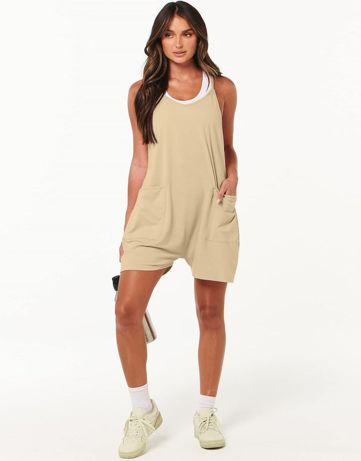 ANRABESS Summer Jumpsuits for Women 2026 Casual Adjustable Spaghetti Strap Rompers for Women Outfits Sleeveless Loose Shorts Overalls with Pockets