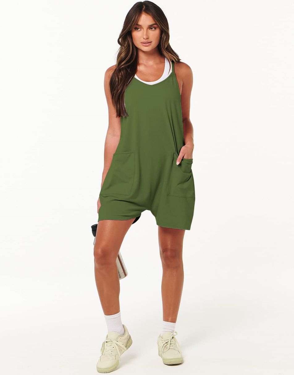 ANRABESS Summer Jumpsuits for Women 2026 Casual Adjustable Spaghetti Strap Rompers for Women Outfits Sleeveless Loose Shorts Overalls with Pockets
