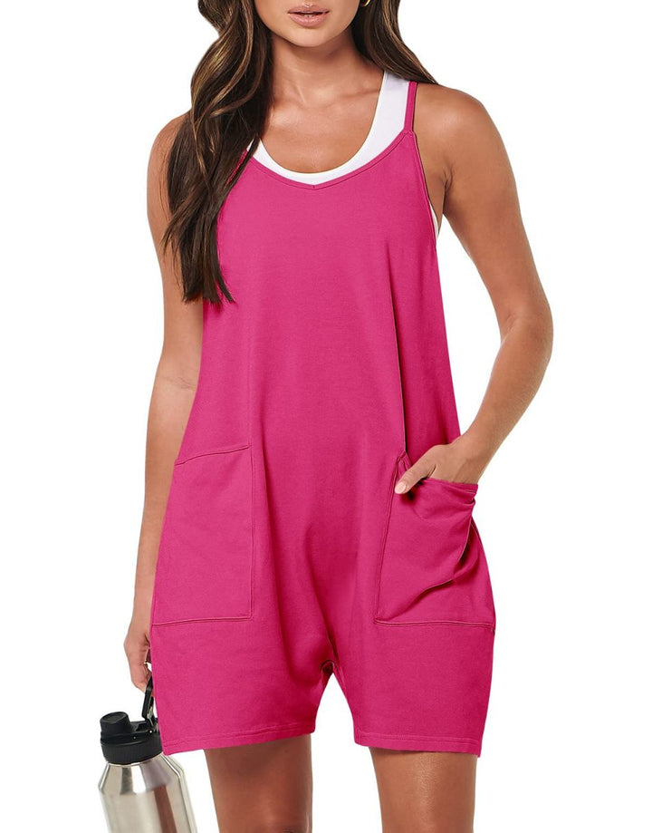 ANRABESS Summer Jumpsuits for Women 2026 Casual Adjustable Spaghetti Strap Rompers for Women Outfits Sleeveless Loose Shorts Overalls with Pockets