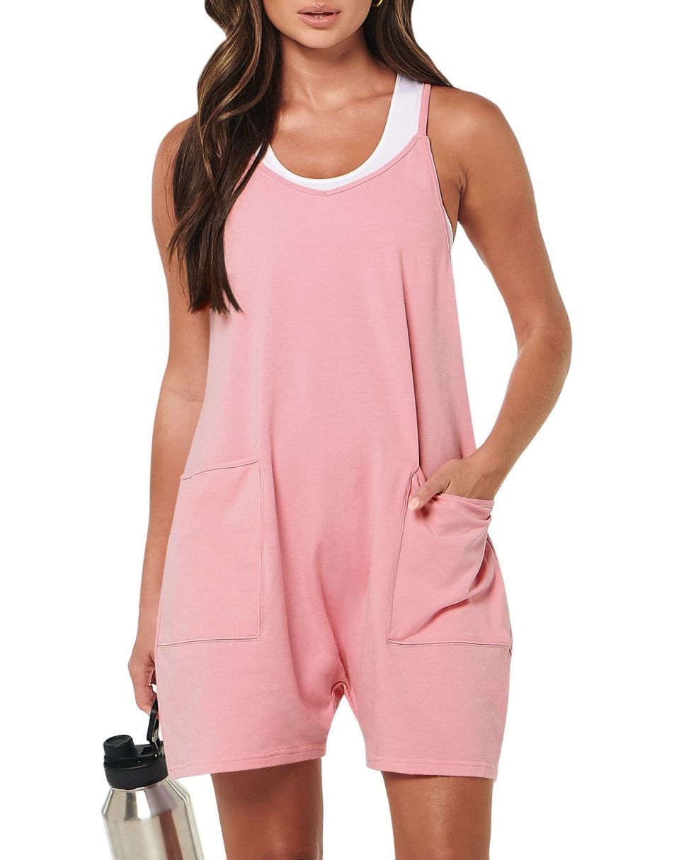 ANRABESS Summer Jumpsuits for Women 2026 Casual Adjustable Spaghetti Strap Rompers for Women Outfits Sleeveless Loose Shorts Overalls with Pockets