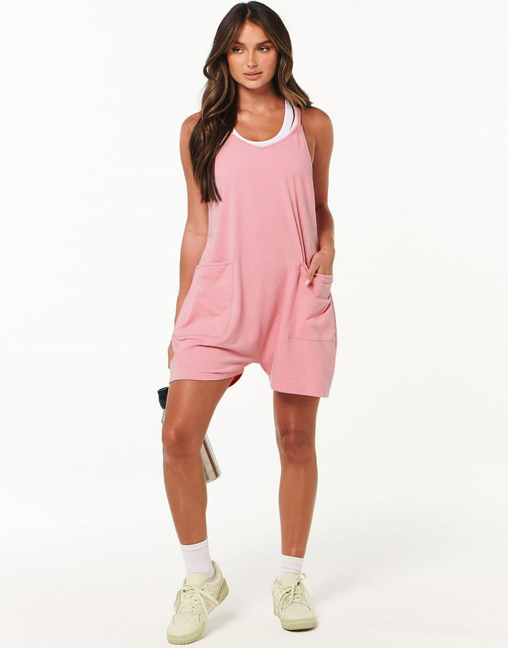 ANRABESS Summer Jumpsuits for Women 2026 Casual Adjustable Spaghetti Strap Rompers for Women Outfits Sleeveless Loose Shorts Overalls with Pockets