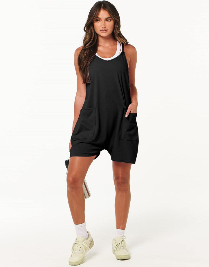 ANRABESS Summer Jumpsuits for Women 2026 Casual Adjustable Spaghetti Strap Rompers for Women Outfits Sleeveless Loose Shorts Overalls with Pockets