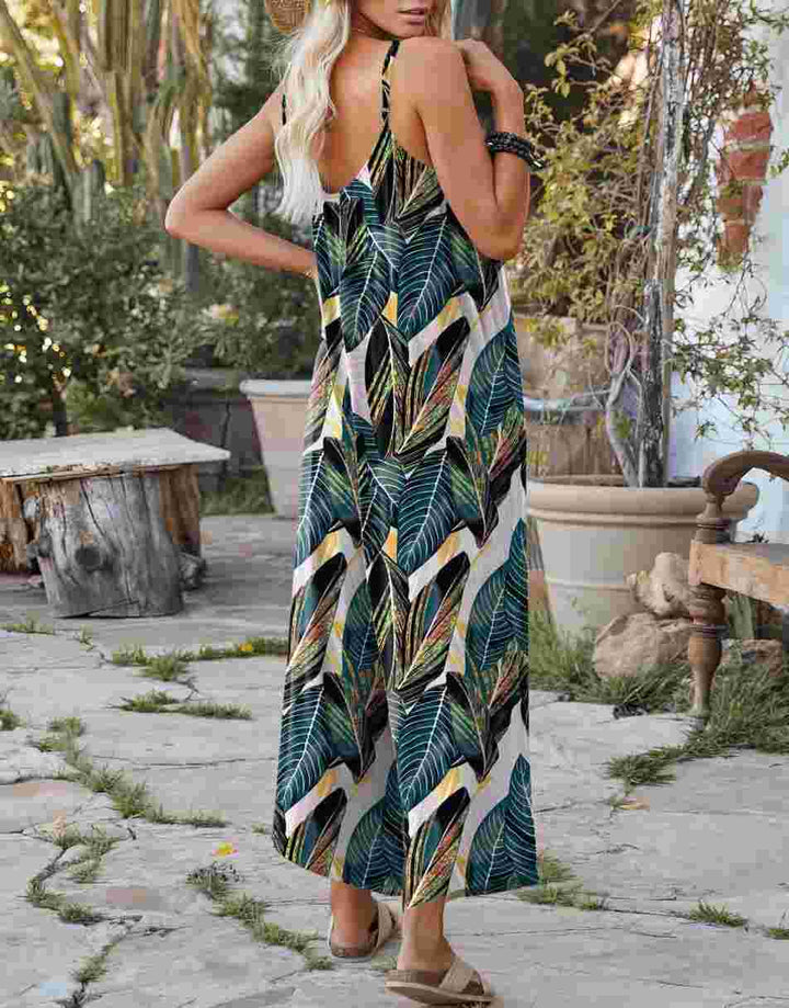 ANRABESS Loose Spaghetti Strap Wide Leg Jumpsuit with Pockets