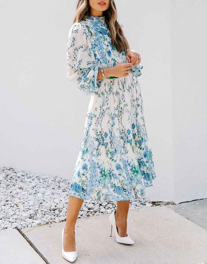 ANRABESS Women's Floral Puff Sleeve Smocked Midi Dress