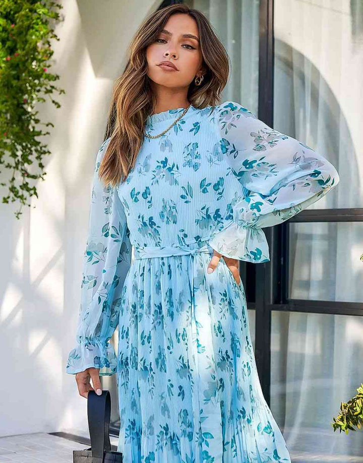 ANRABESS Women's Floral Puff Sleeve Smocked Midi Dress