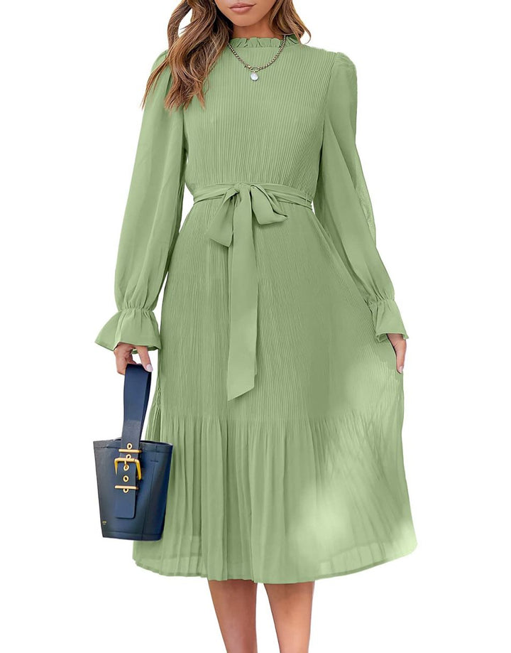 ANRABESS Women's Floral Puff Sleeve Smocked Midi Dress