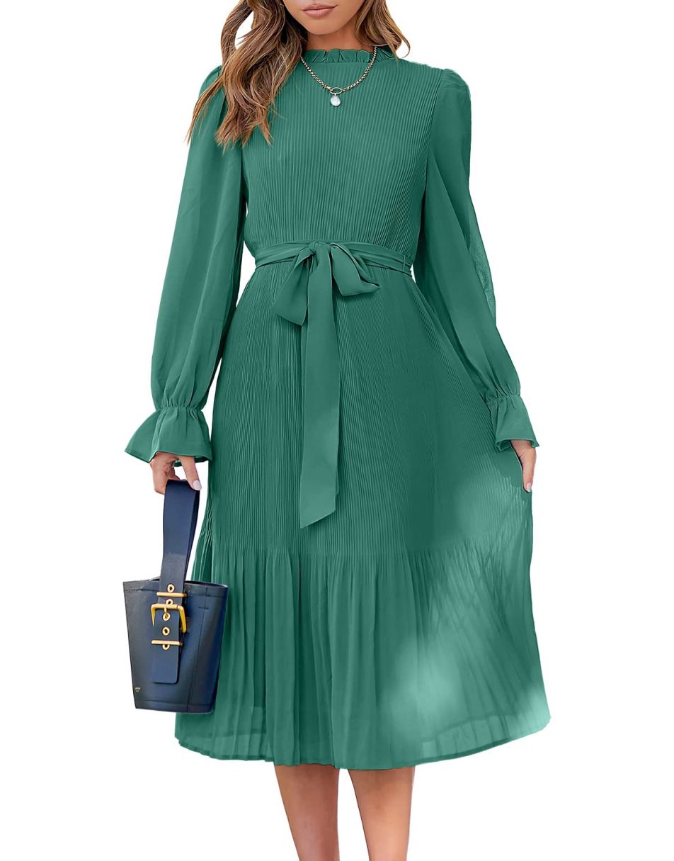 ANRABESS Women's Floral Puff Sleeve Smocked Midi Dress