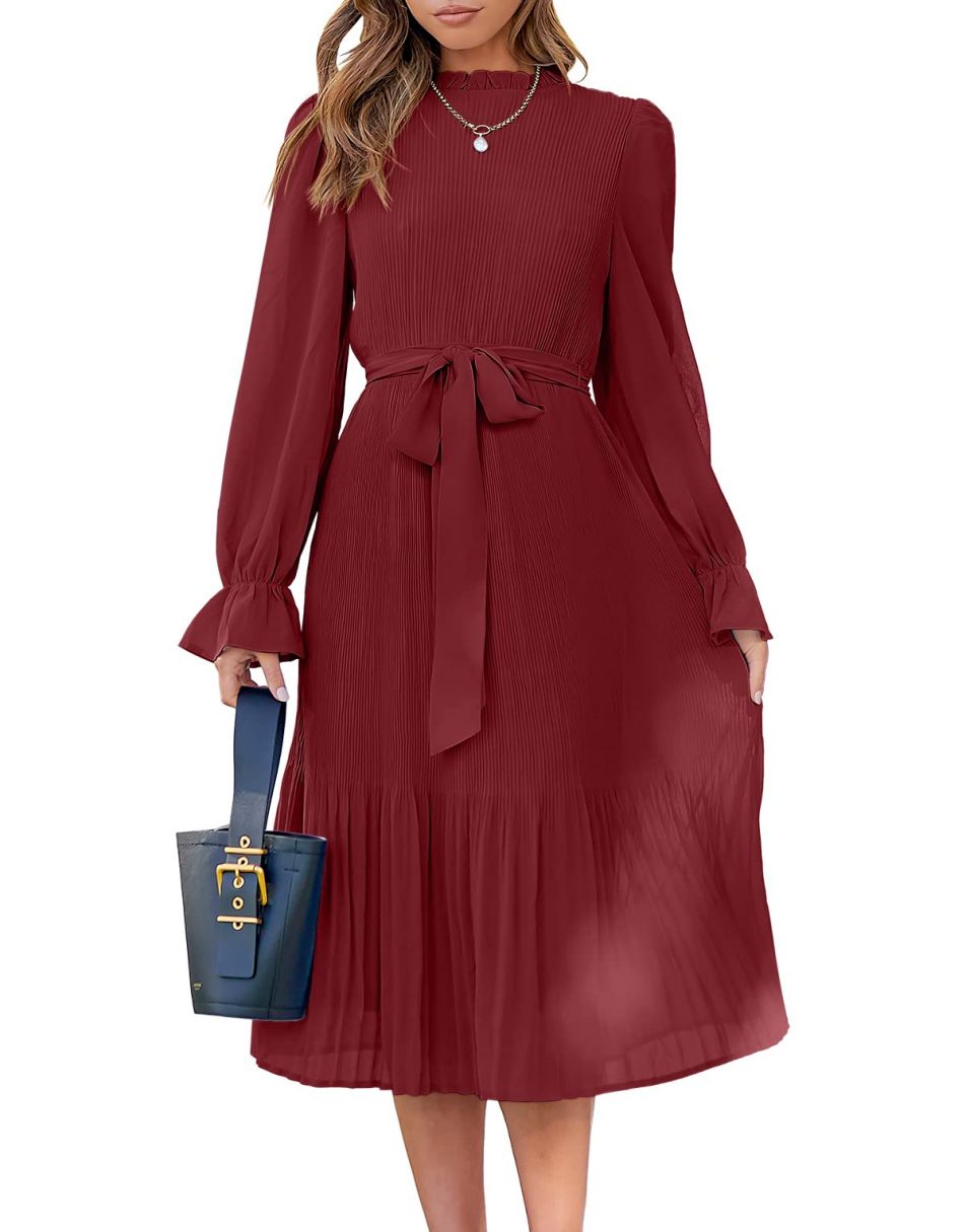 ANRABESS Women's Floral Puff Sleeve Smocked Midi Dress