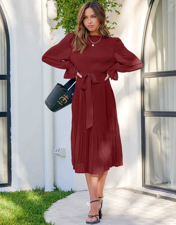ANRABESS Women's Floral Puff Sleeve Smocked Midi Dress