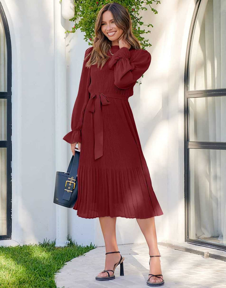 ANRABESS Women's Floral Puff Sleeve Smocked Midi Dress