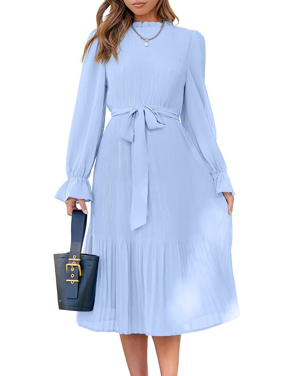ANRABESS Women's Floral Puff Sleeve Smocked Midi Dress