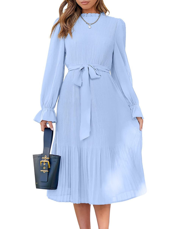 ANRABESS Women's Floral Puff Sleeve Smocked Midi Dress