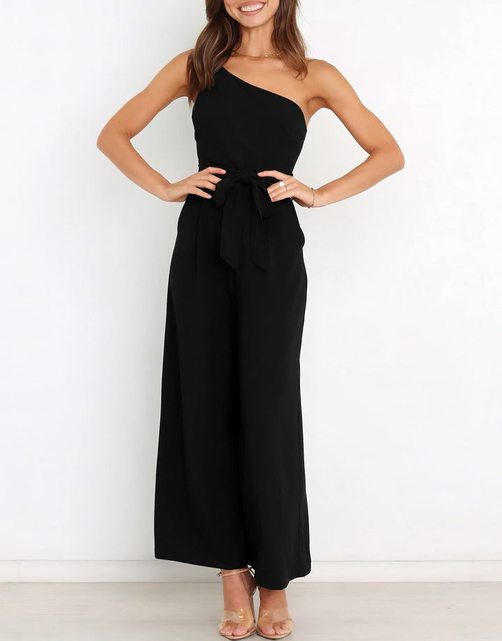 ANRABESS One Shoulder Sleeveless Wide Leg Jumpsuit