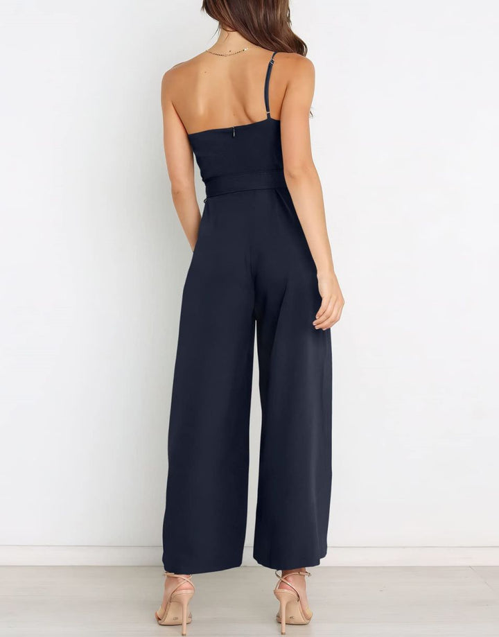 ANRABESS One Shoulder Sleeveless Wide Leg Jumpsuit