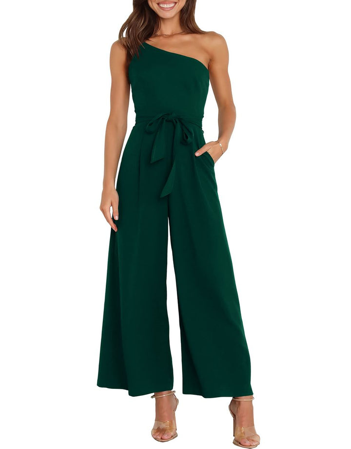 ANRABESS One Shoulder Sleeveless Wide Leg Jumpsuit