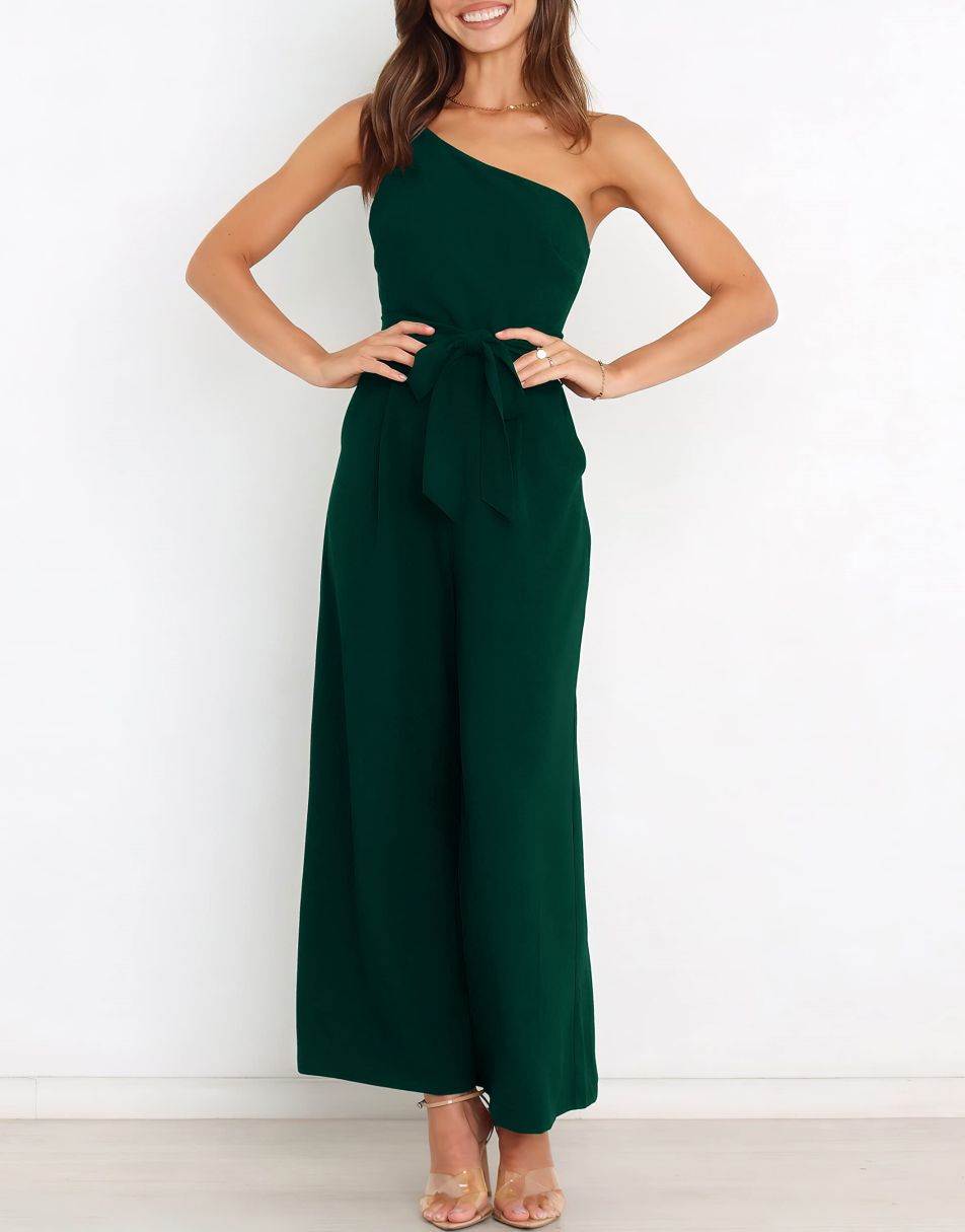 ANRABESS One Shoulder Sleeveless Wide Leg Jumpsuit