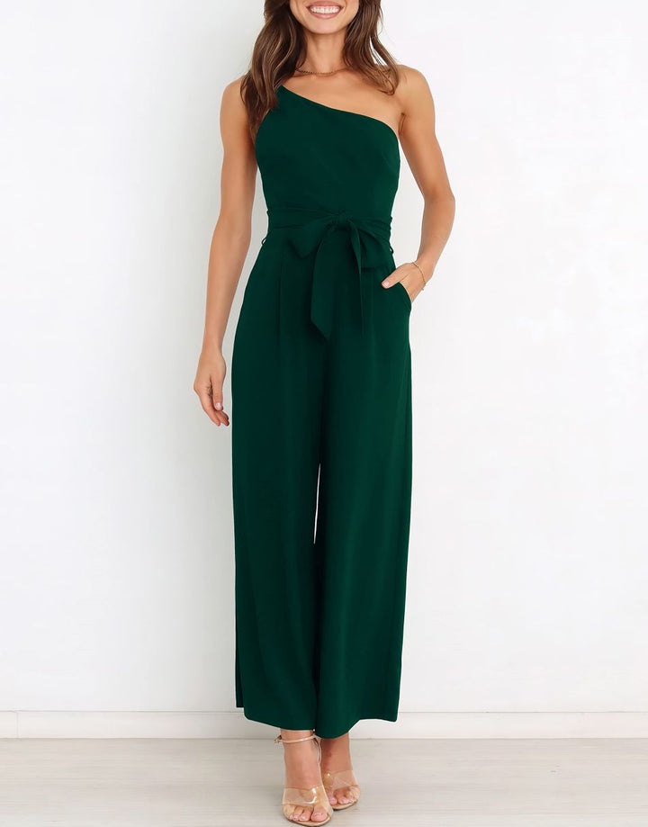 ANRABESS One Shoulder Sleeveless Wide Leg Jumpsuit
