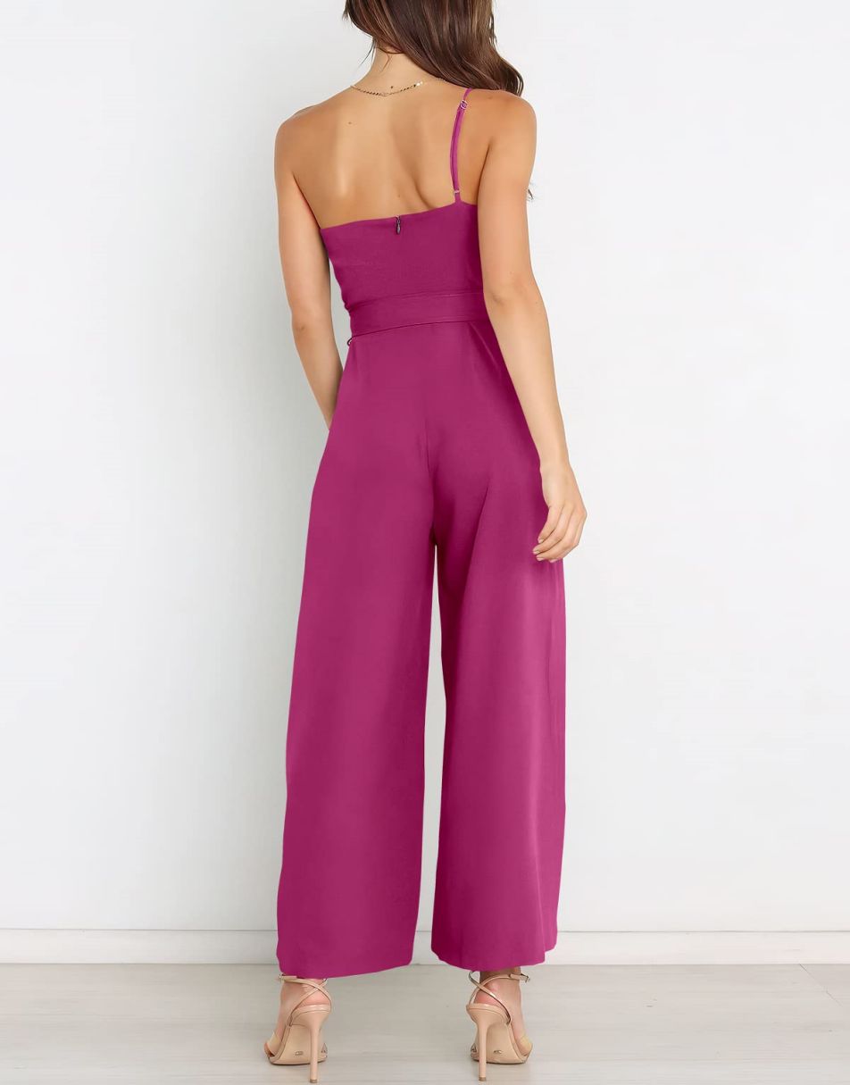 ANRABESS One Shoulder Sleeveless Wide Leg Jumpsuit