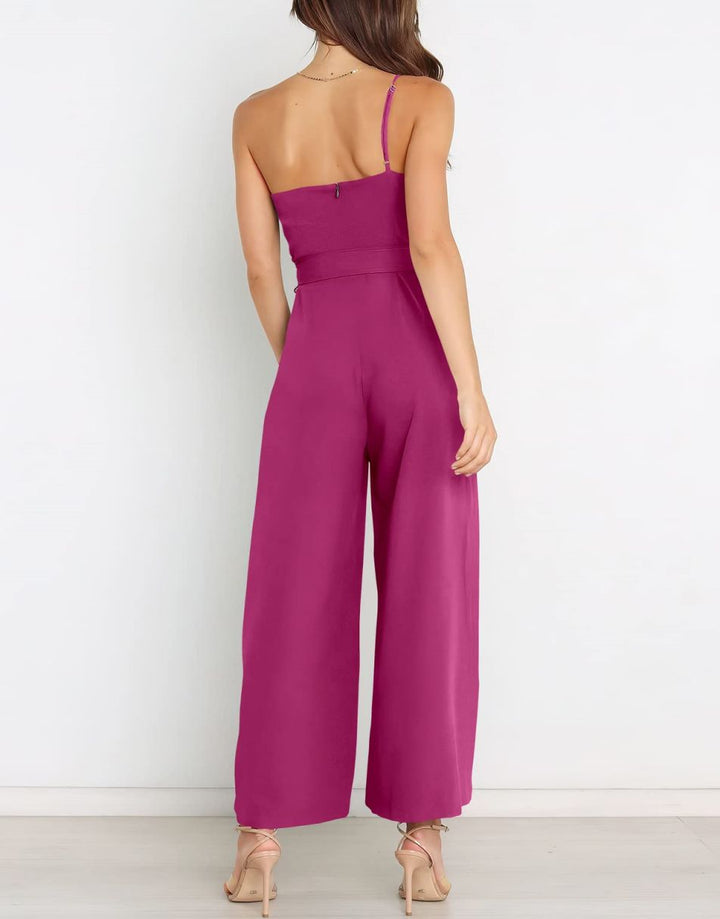 ANRABESS One Shoulder Sleeveless Wide Leg Jumpsuit