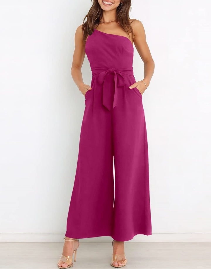 ANRABESS One Shoulder Sleeveless Wide Leg Jumpsuit