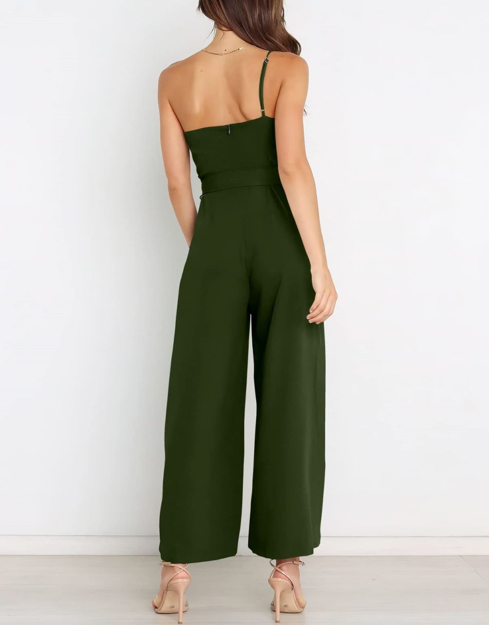 ANRABESS One Shoulder Sleeveless Wide Leg Jumpsuit
