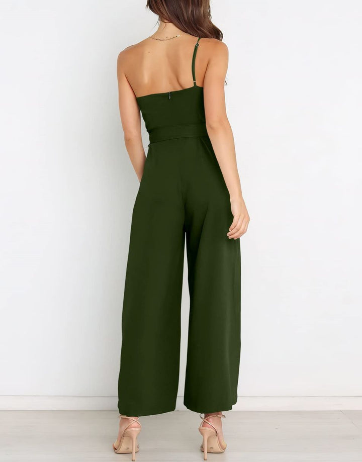 ANRABESS One Shoulder Sleeveless Wide Leg Jumpsuit