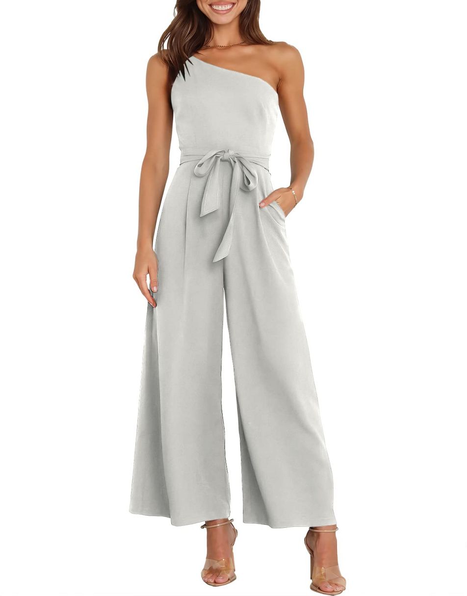 ANRABESS One Shoulder Sleeveless Wide Leg Jumpsuit