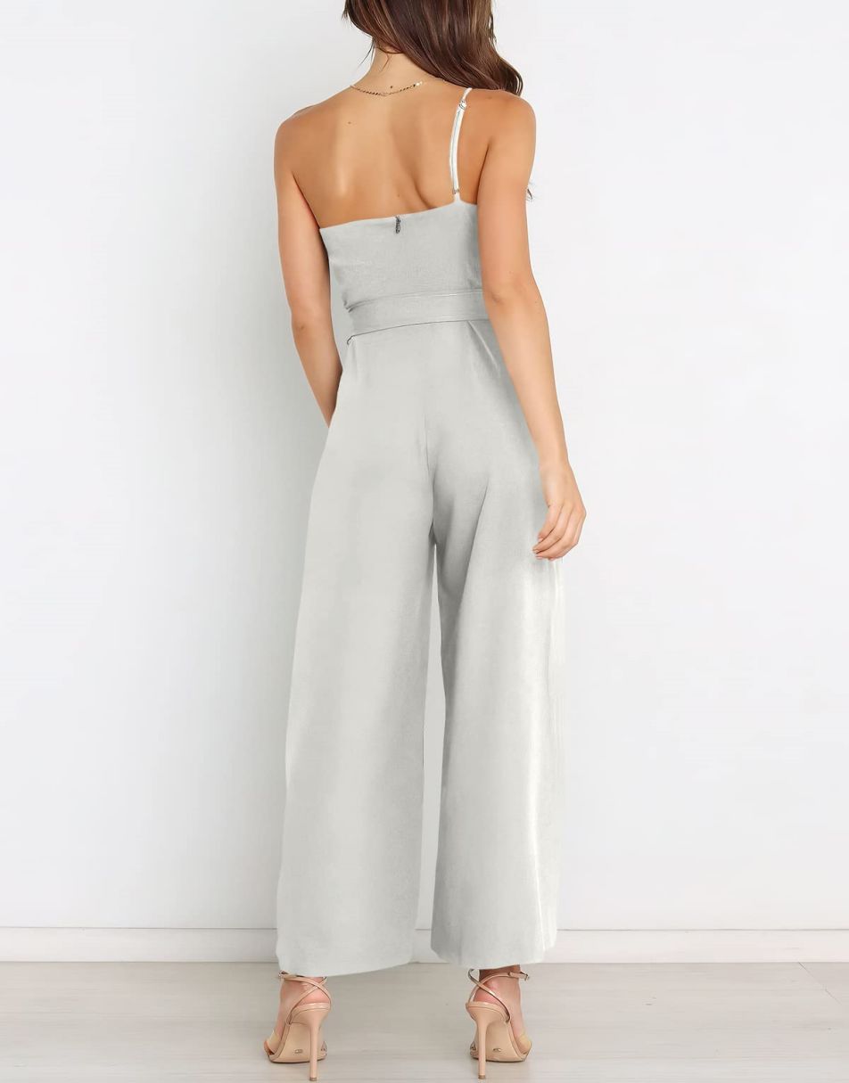 ANRABESS One Shoulder Sleeveless Wide Leg Jumpsuit