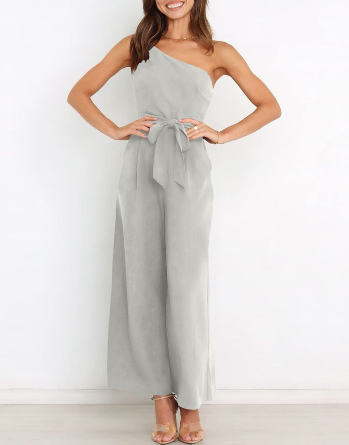 ANRABESS One Shoulder Sleeveless Wide Leg Jumpsuit