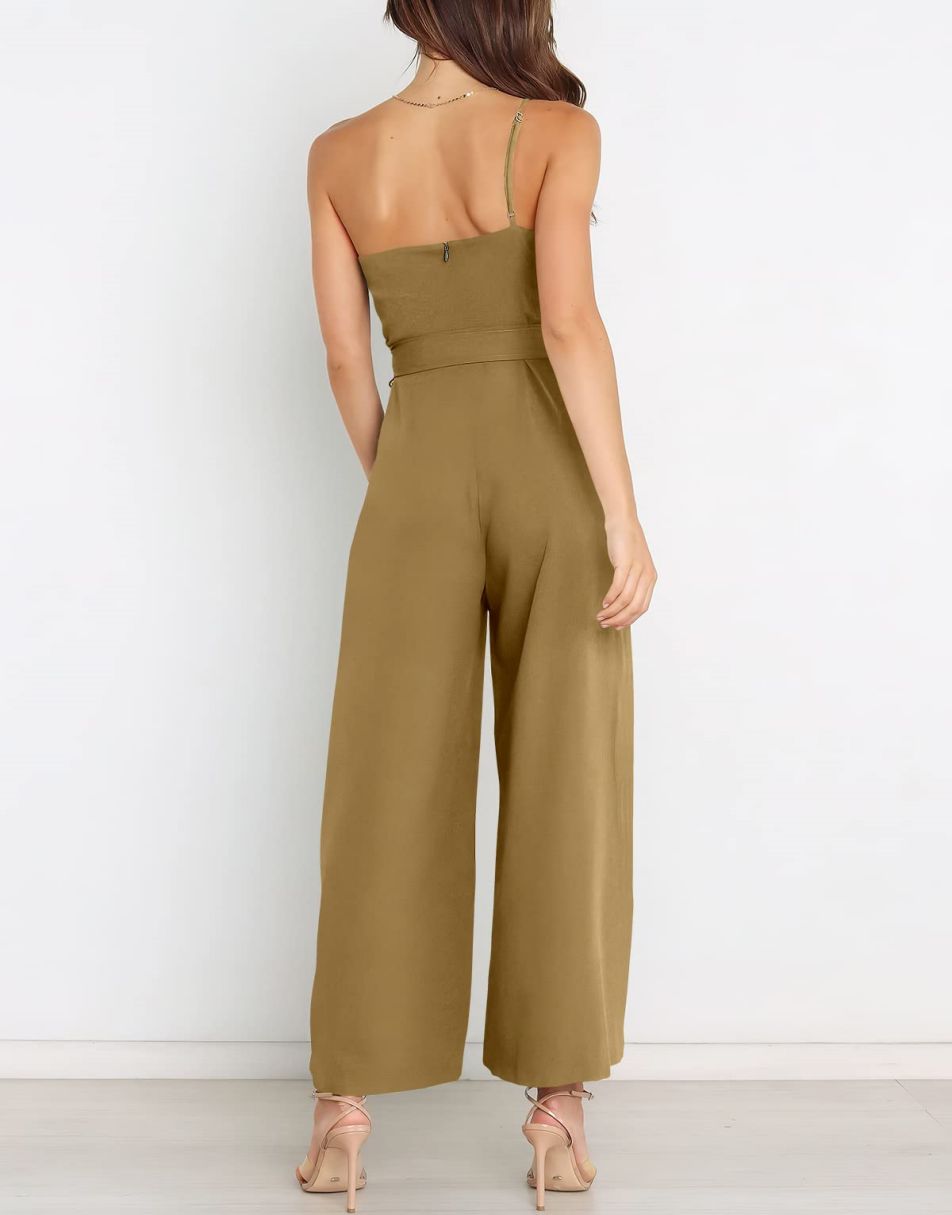 ANRABESS One Shoulder Sleeveless Wide Leg Jumpsuit