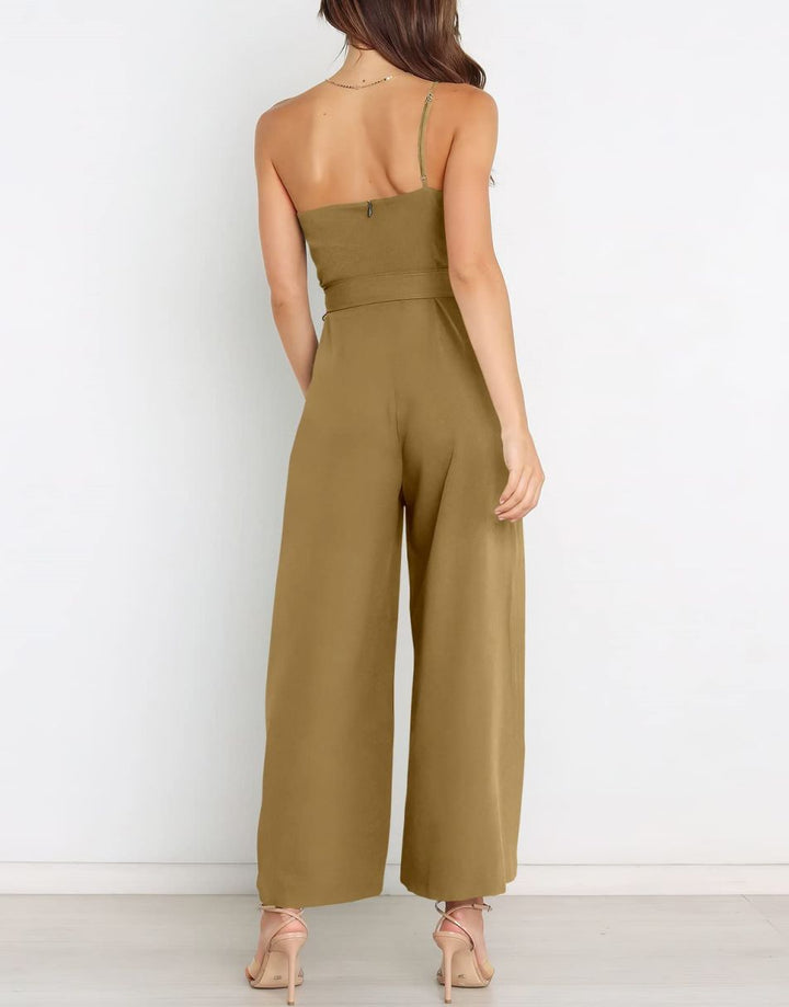 ANRABESS One Shoulder Sleeveless Wide Leg Jumpsuit