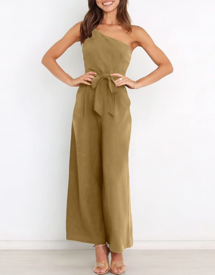 ANRABESS One Shoulder Sleeveless Wide Leg Jumpsuit