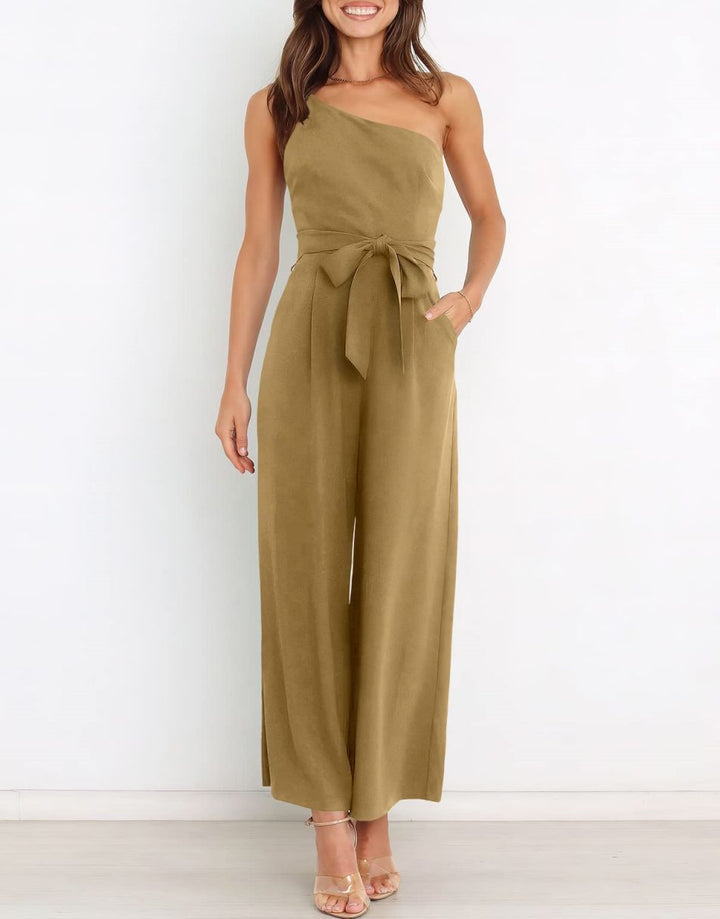 ANRABESS One Shoulder Sleeveless Wide Leg Jumpsuit