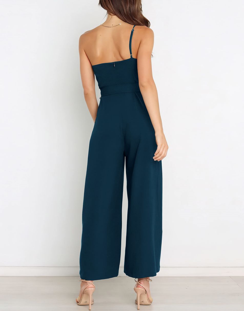 ANRABESS One Shoulder Sleeveless Wide Leg Jumpsuit